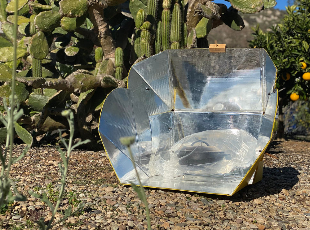 SOL COOK front view folded for compact transport and quick packing benefit