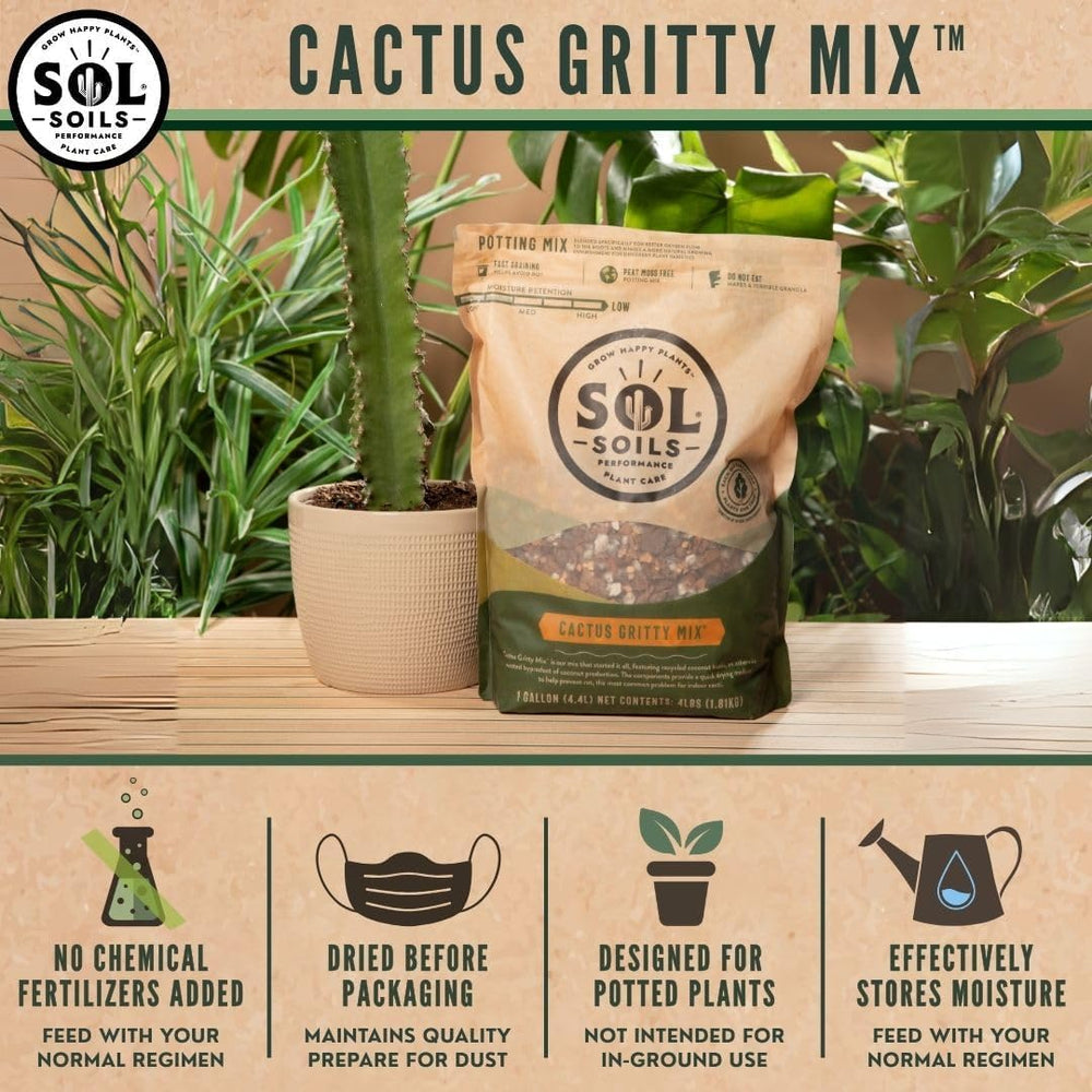 sol soils pouring into pot to demonstrate easy repotting and fast-draining benefit