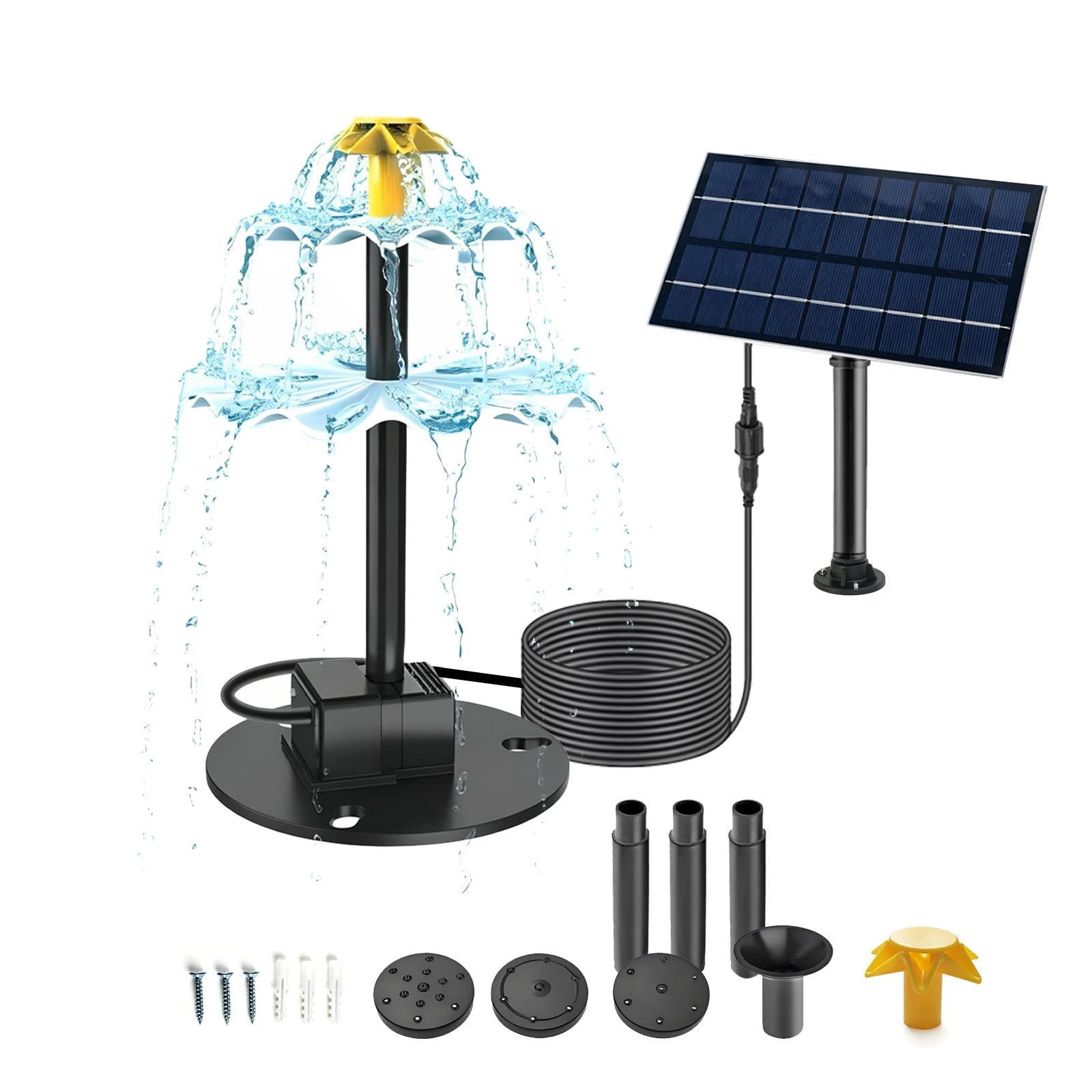 Solaceura front view showing pump and housing, durable outdoor finish