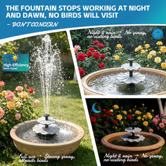 Solaceura pump operating in bird bath, steady water flow attracts birds