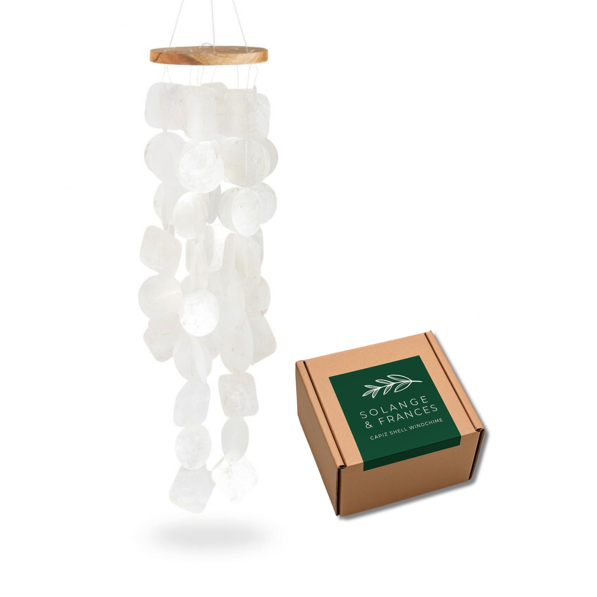 Solange & Frances front view showing full 26-inch wind chime elegance and balance