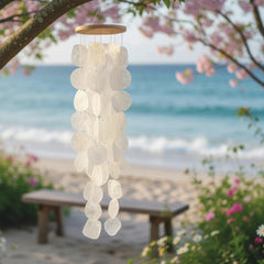 Solange & Frances wind chime hung on a porch offering calming decor appeal