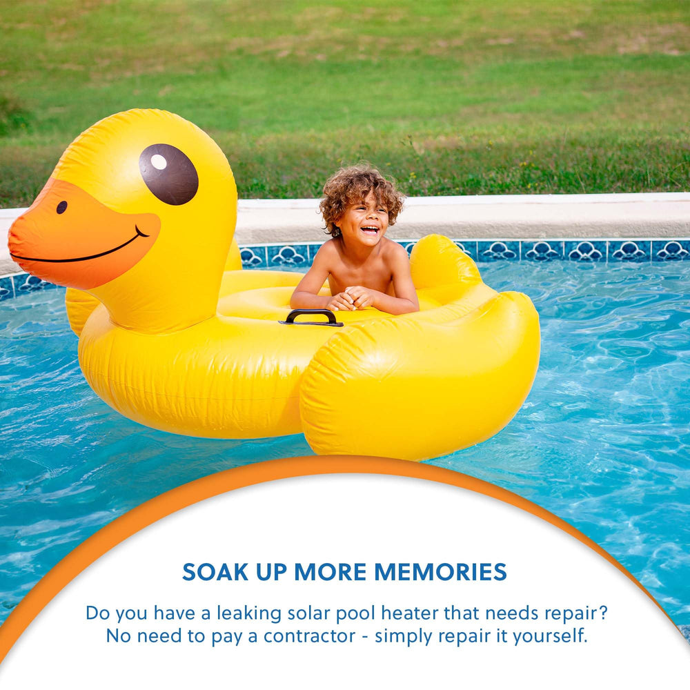 SolarPoolRepair solar panel on roof by pool showing fast leak repair benefit