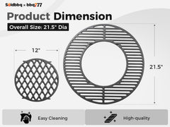 soldbbq removable 12-inch center insert lifted out for charcoal access and versatile cooking