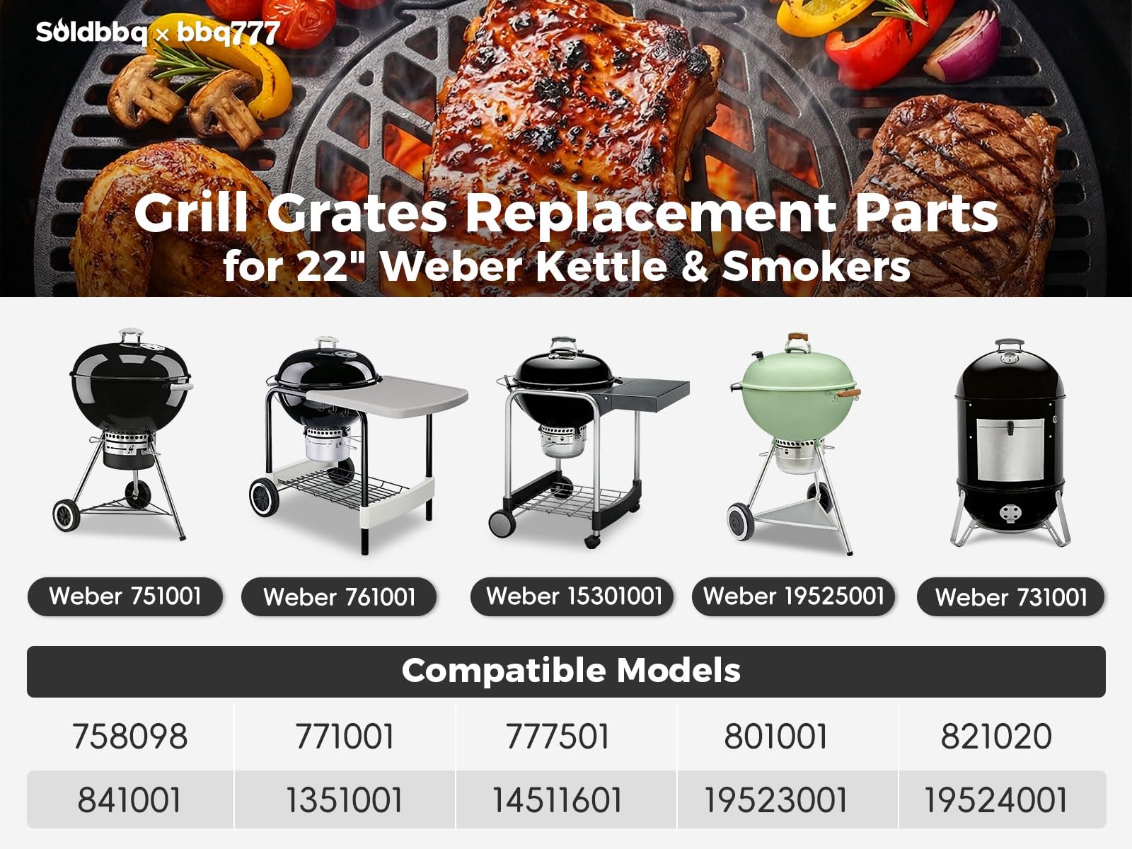 soldbbq close-up of cast iron grate ridges demonstrating even heat and strong sear marks