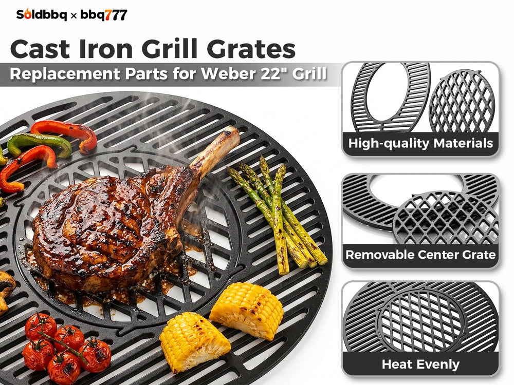soldbbq installed in a Weber 22-inch kettle illustrating direct-fit replacement and stability