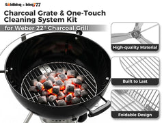 soldbbq grate installed in Weber kettle demonstrating improved heat distribution and fit