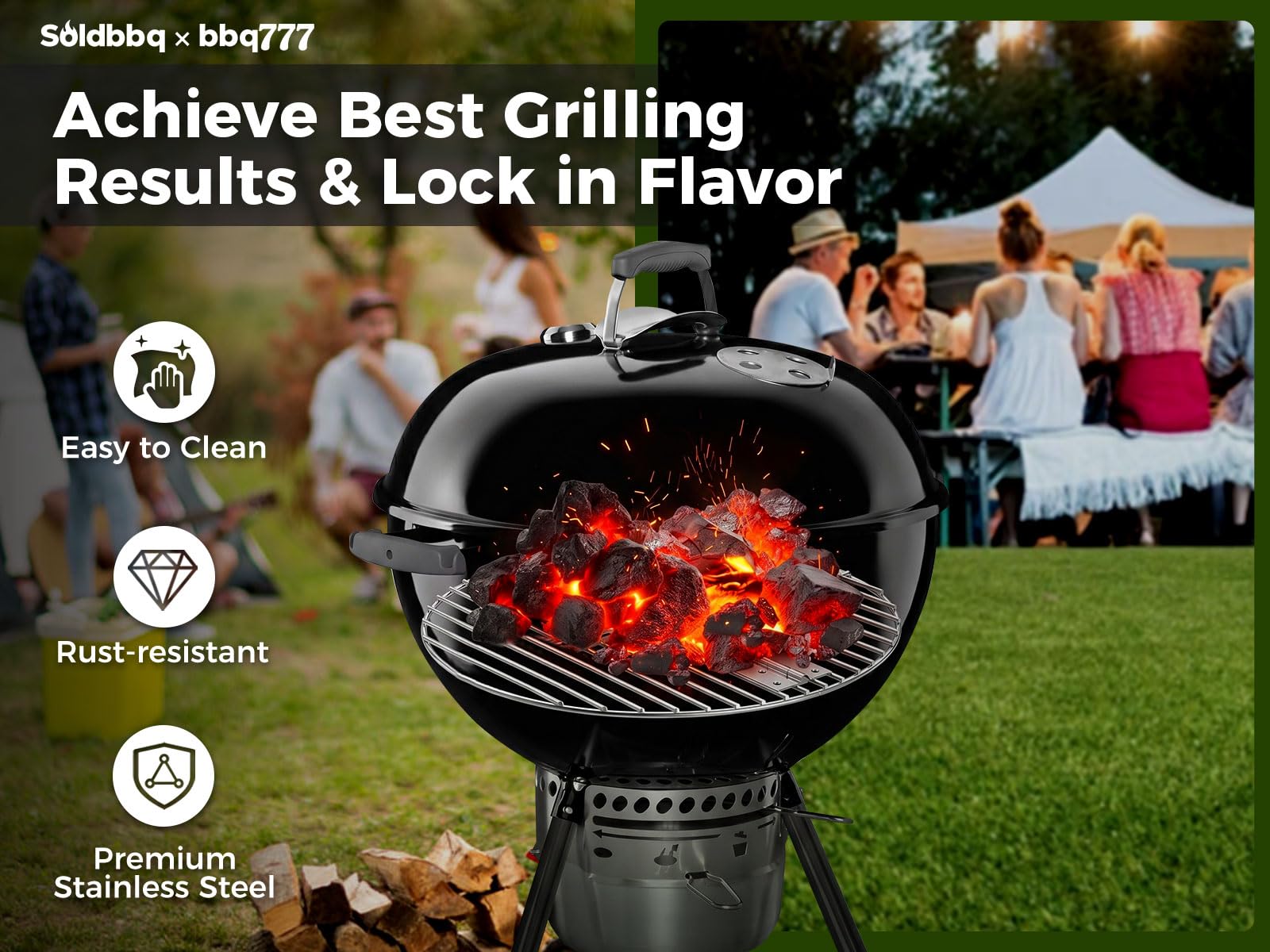 soldbbq size and scale comparison with ruler showing correct 17-inch diameter fit