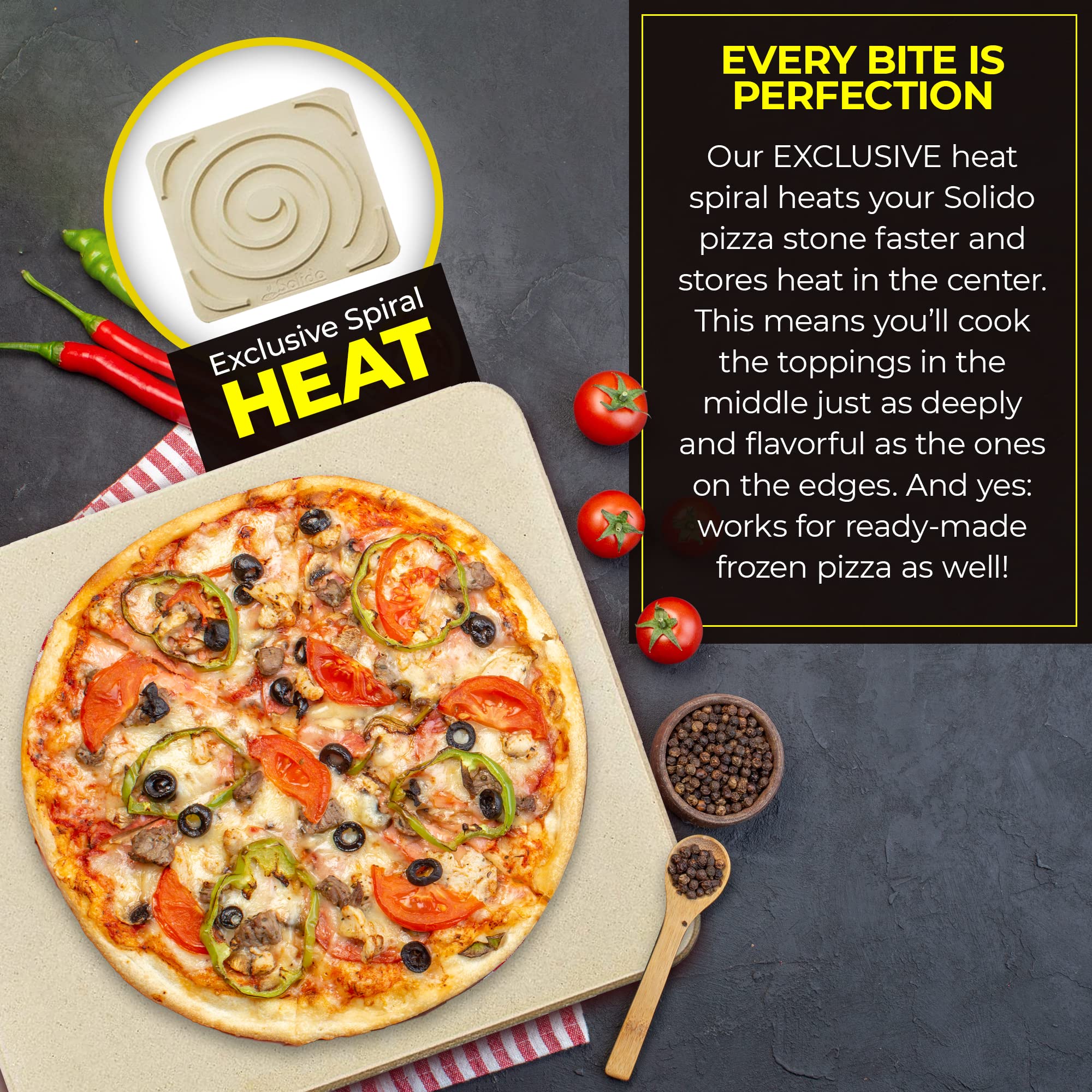 Solido stone inside oven producing restaurant-style crust benefit