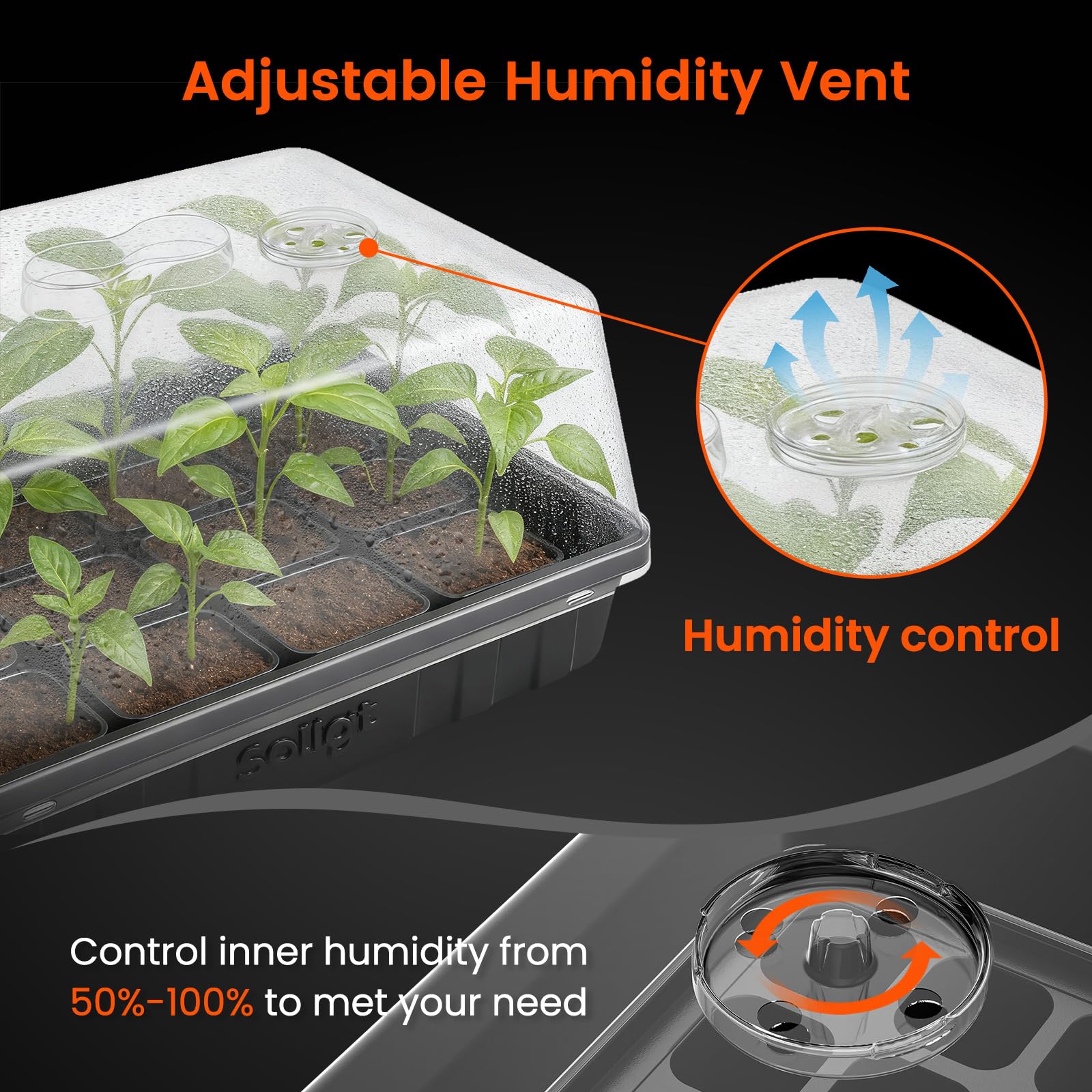 SOLIGT tray compared to hand to show scale and easy portability advantage