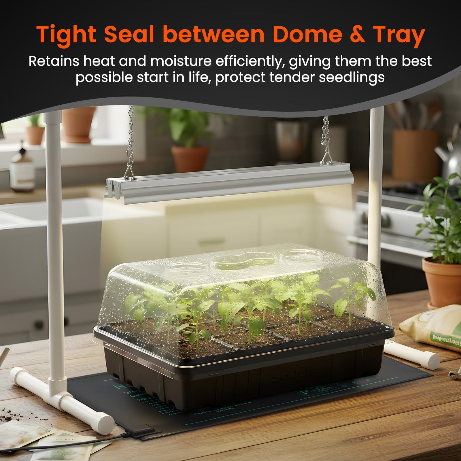 SOLIGT trays on a sunny windowsill demonstrating space-saving indoor growing