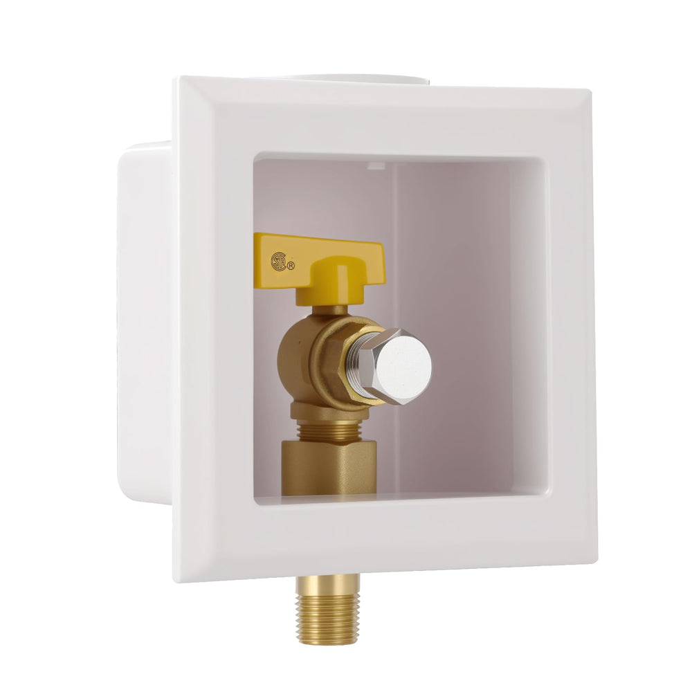 Solimeta front view of white gas outlet box showing clean installation benefit