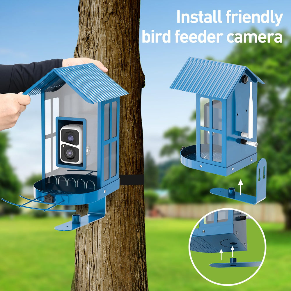 SOLIOM BF08 installed in a backyard with birds benefiting family wildlife viewing