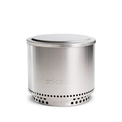 Solo Stove Bonfire lid close-up of 304 stainless finish highlighting durability and rust resistance