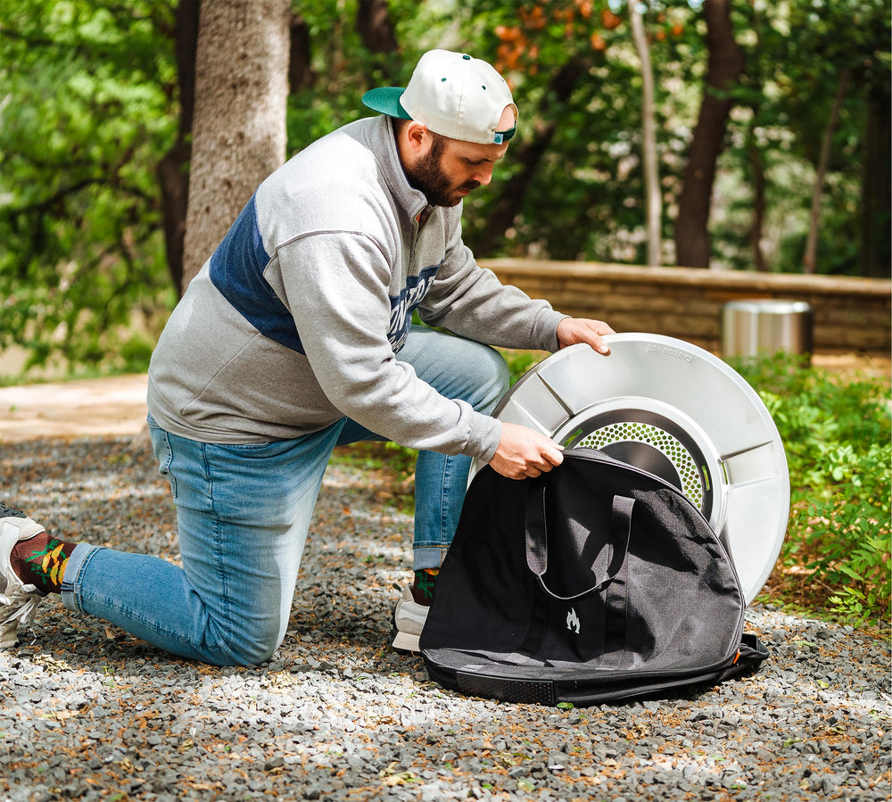 Solo Stove carry bag holding heat deflector ready for storage benefit