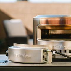 Solo Stove gas burner stainless steel detail highlighting durable finish benefit