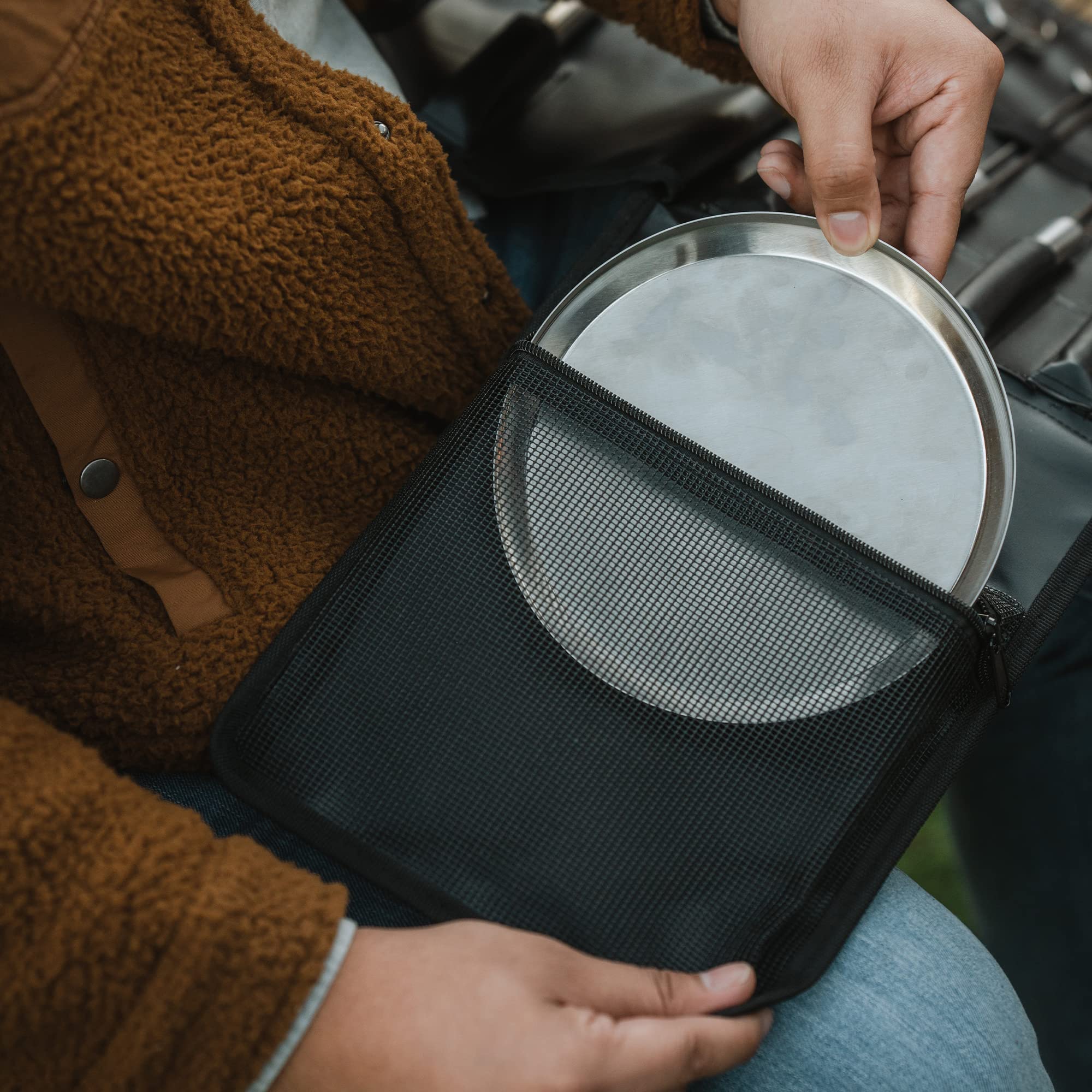 Solo Stove pack stored on shelf highlighting compact carry case that keeps tools protected