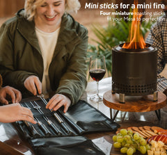 Solo Stove stick rests detail protecting tabletop and keeping roasting sticks tidy and hygienic