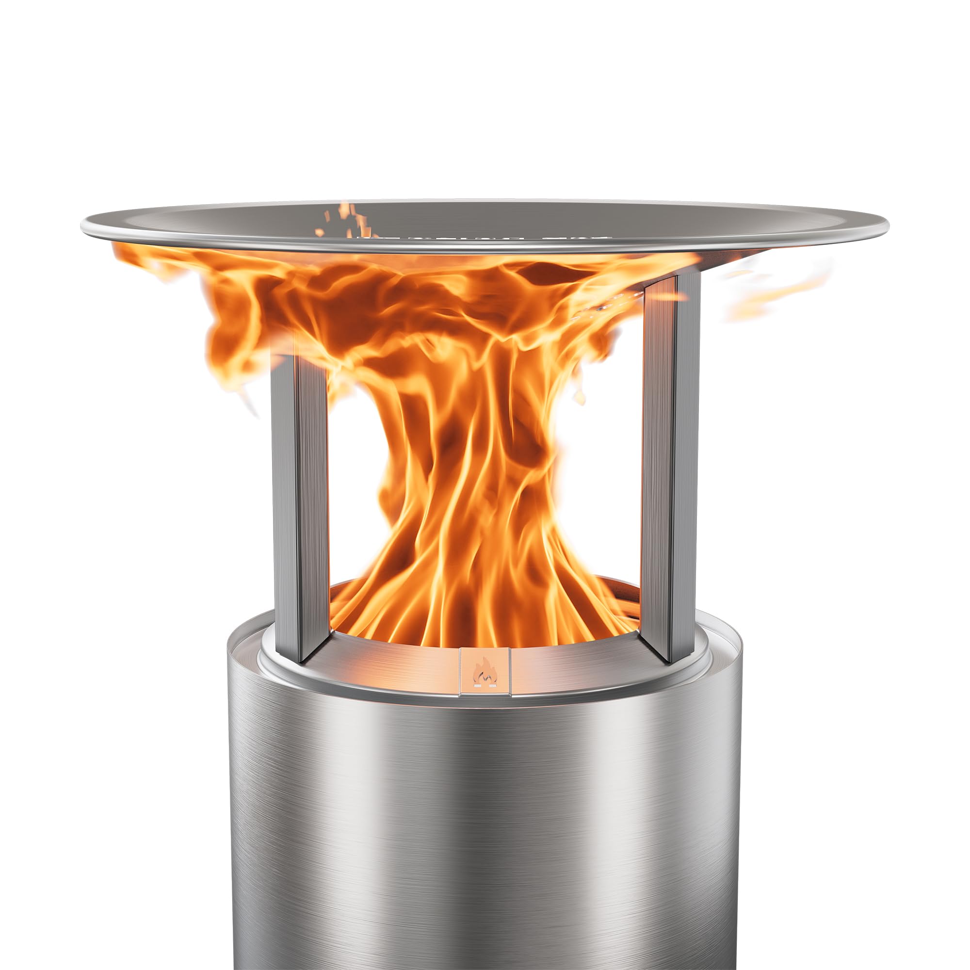 Solo Stove front view of Mesa XL Heat Deflector showing fit and added warmth