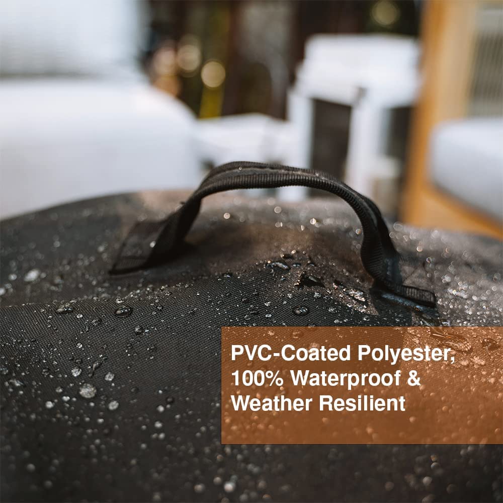 Solo Stove covered fire pit demonstrating quick on-off handle and weather protection