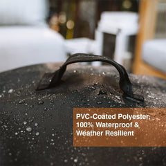 Solo Stove covered fire pit demonstrating quick on-off handle and weather protection