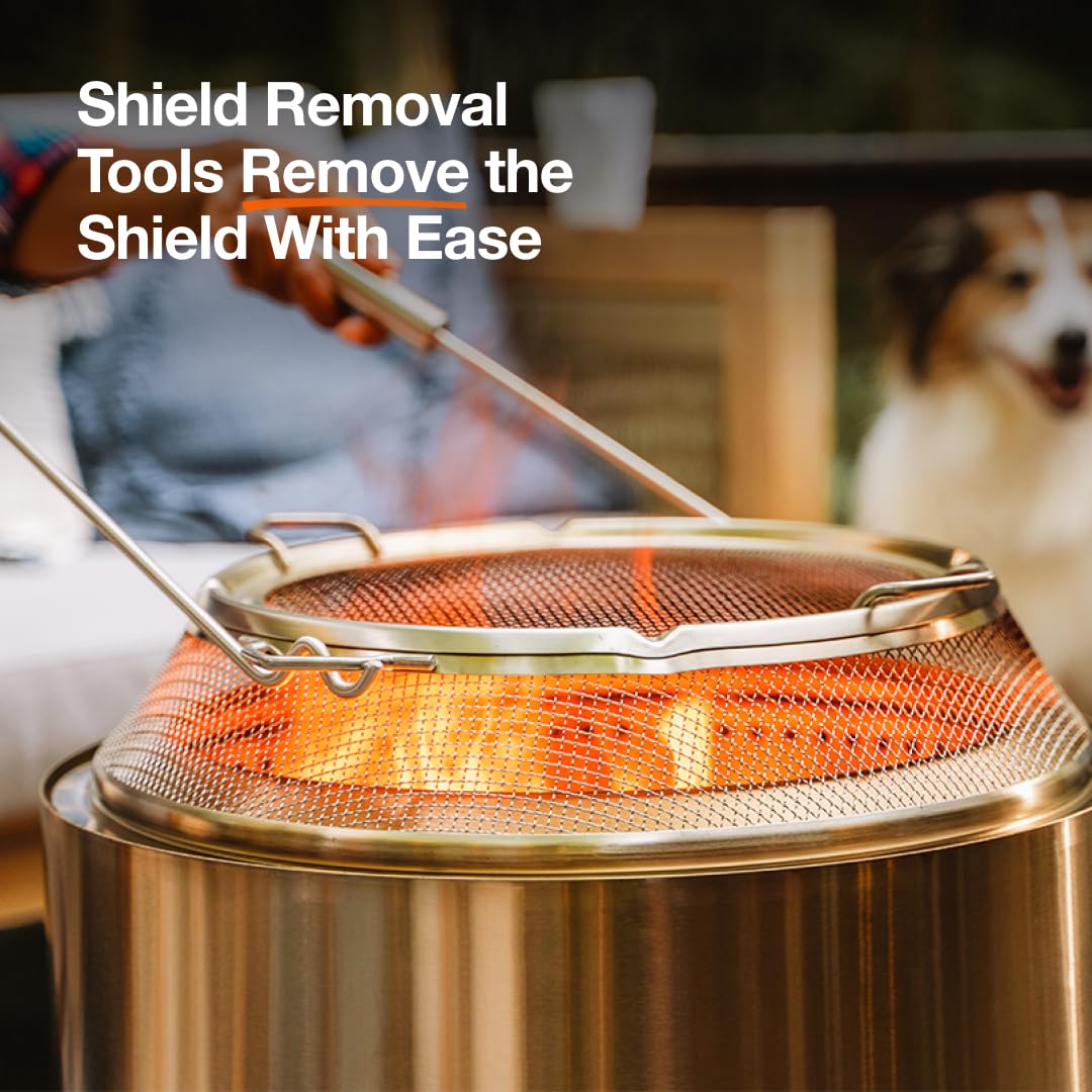 Solo Stove Ranger Shield removal tools displayed for safe fuel access benefit