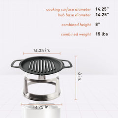 Solo Stove stainless steel hub detail showing secure attachment benefit