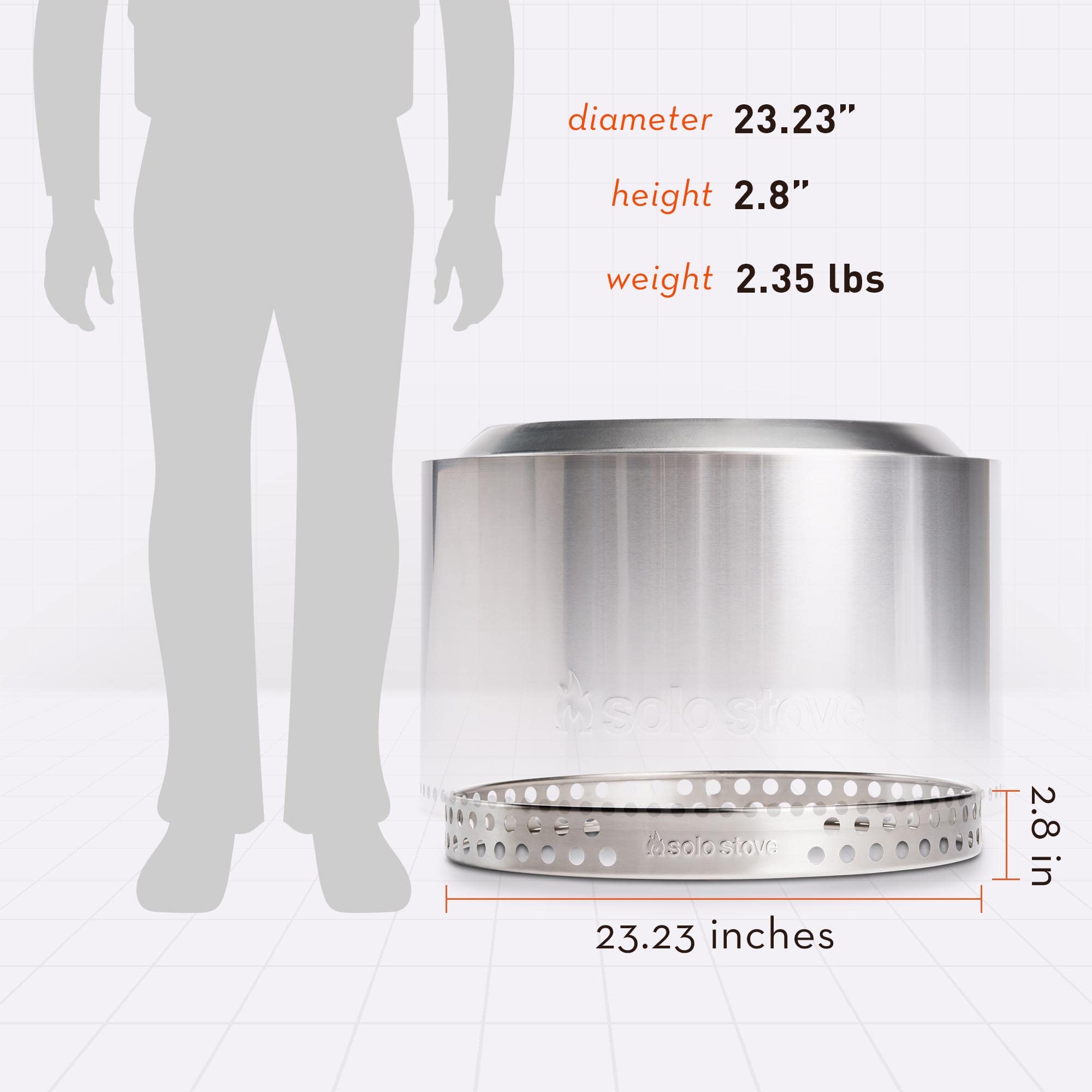 Solo Stove Yukon Stand scale comparison with measuring tape showing compact portability