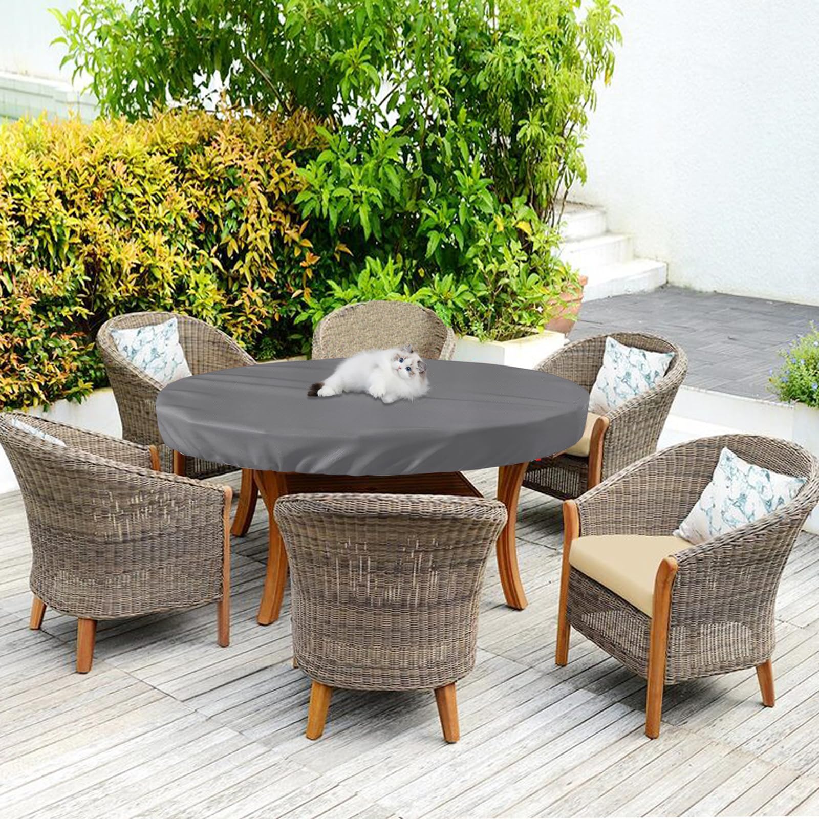 SoloToo covered table on patio showing weather protection and clean appearance