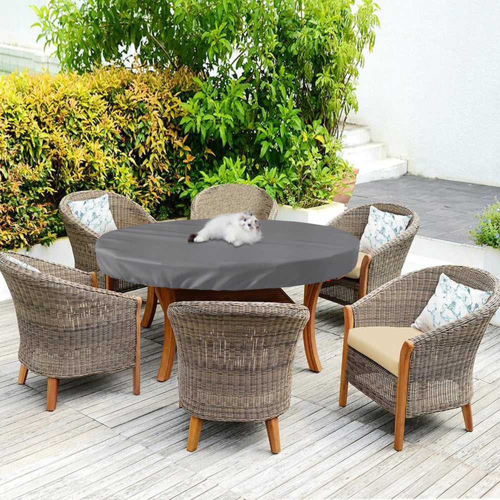 SoloToo covered table on patio showing weather protection and clean appearance