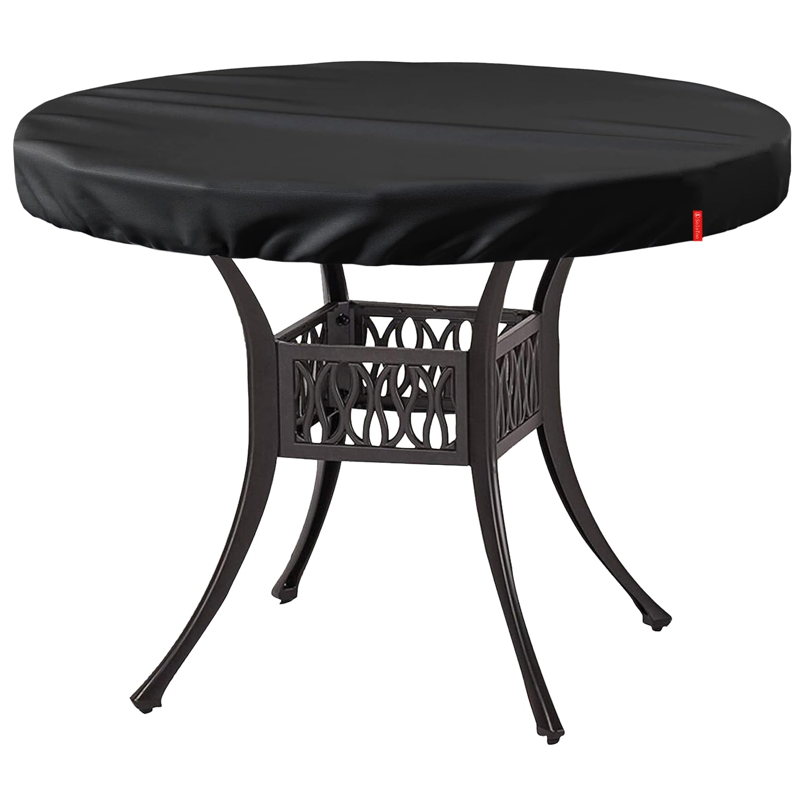 SoloToo front view of the round table cover showing protective fit and weather resistance