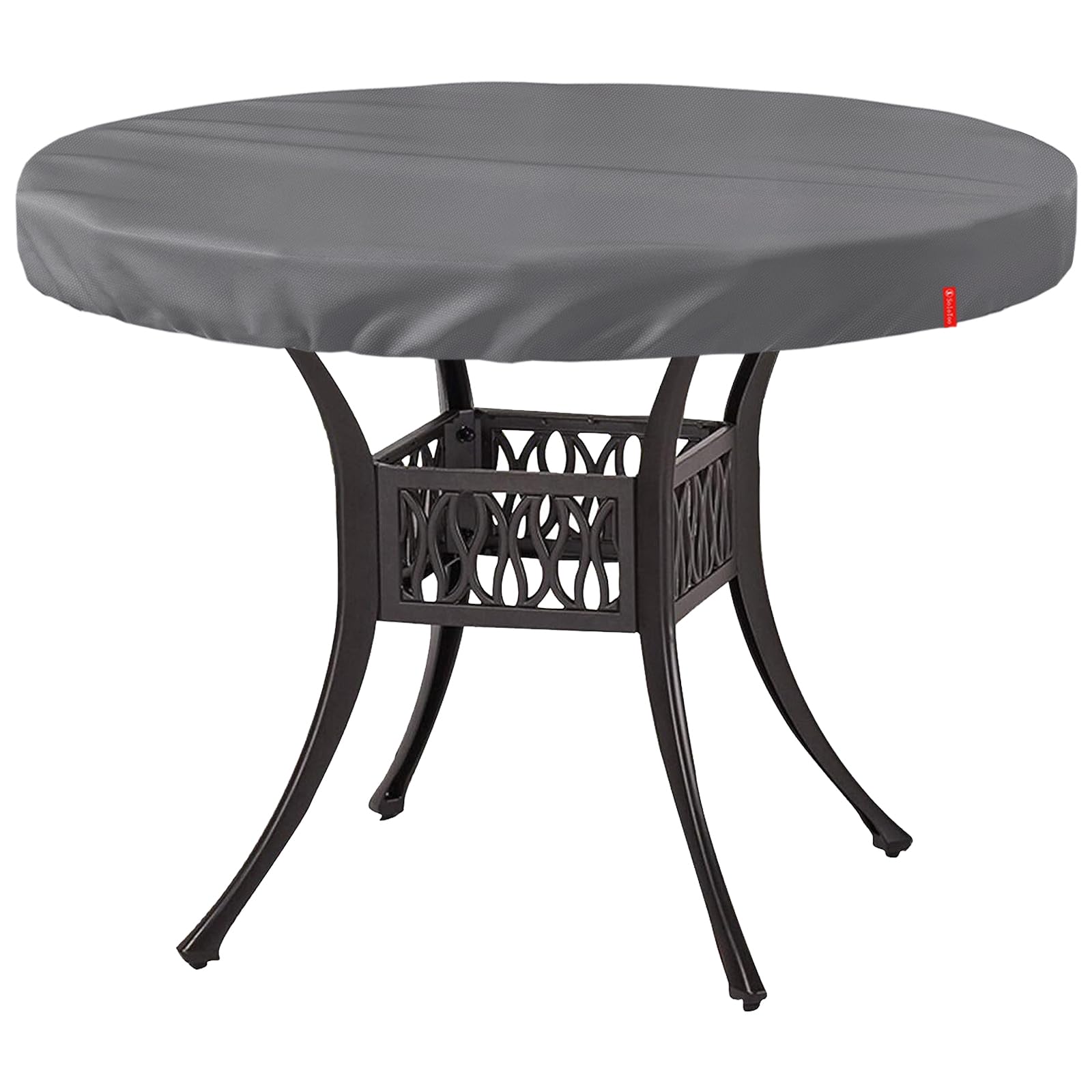 SoloToo front view of round table cover showing full tabletop protection and neat fit