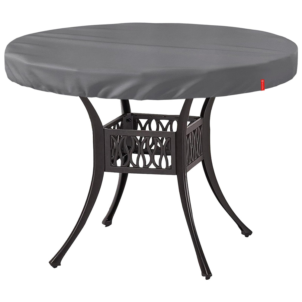 SoloToo front view of round table cover showing full tabletop protection and neat fit
