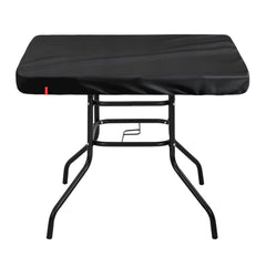 SoloToo front view of square table cover protecting tabletop for weather resistance