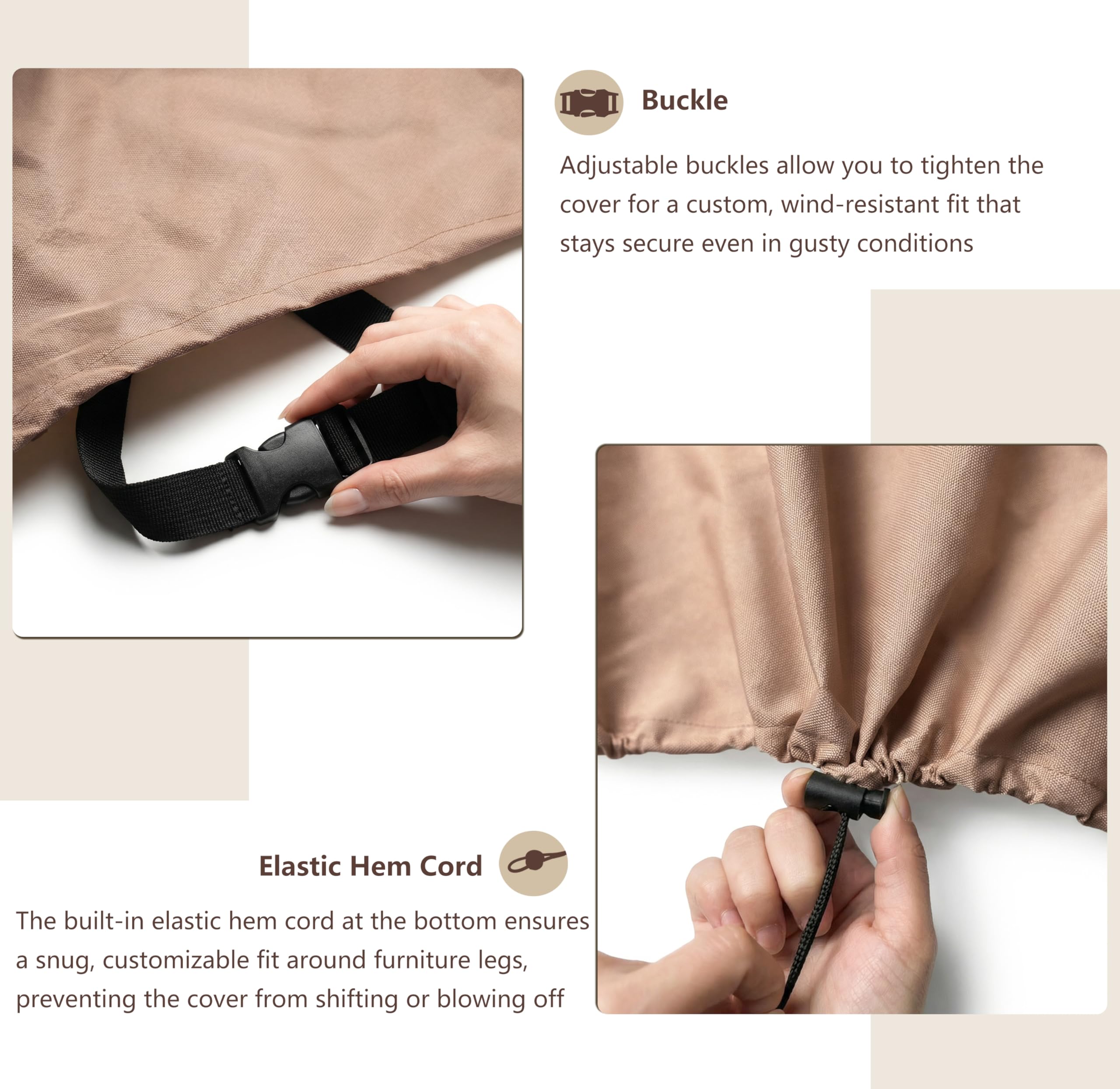 SoloToo outdoor couch cover in use shielding cushions from sun
