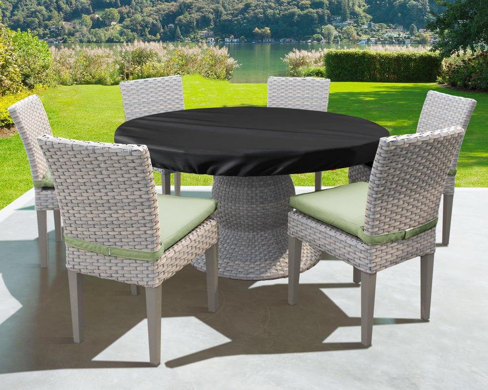 SoloToo fitted on a 48-inch round tabletop demonstrating tabletop-only coverage benefit