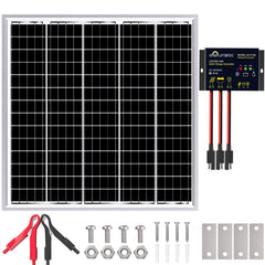 SOLPERK front view of 50W solar panel showing durable frame and cells for reliable charging