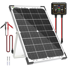 SOLPERK front view of 30W solar panel showing frame and glass, durable outdoors