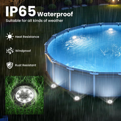 SOLPEX lights mounted on above-ground pool rim improving visibility