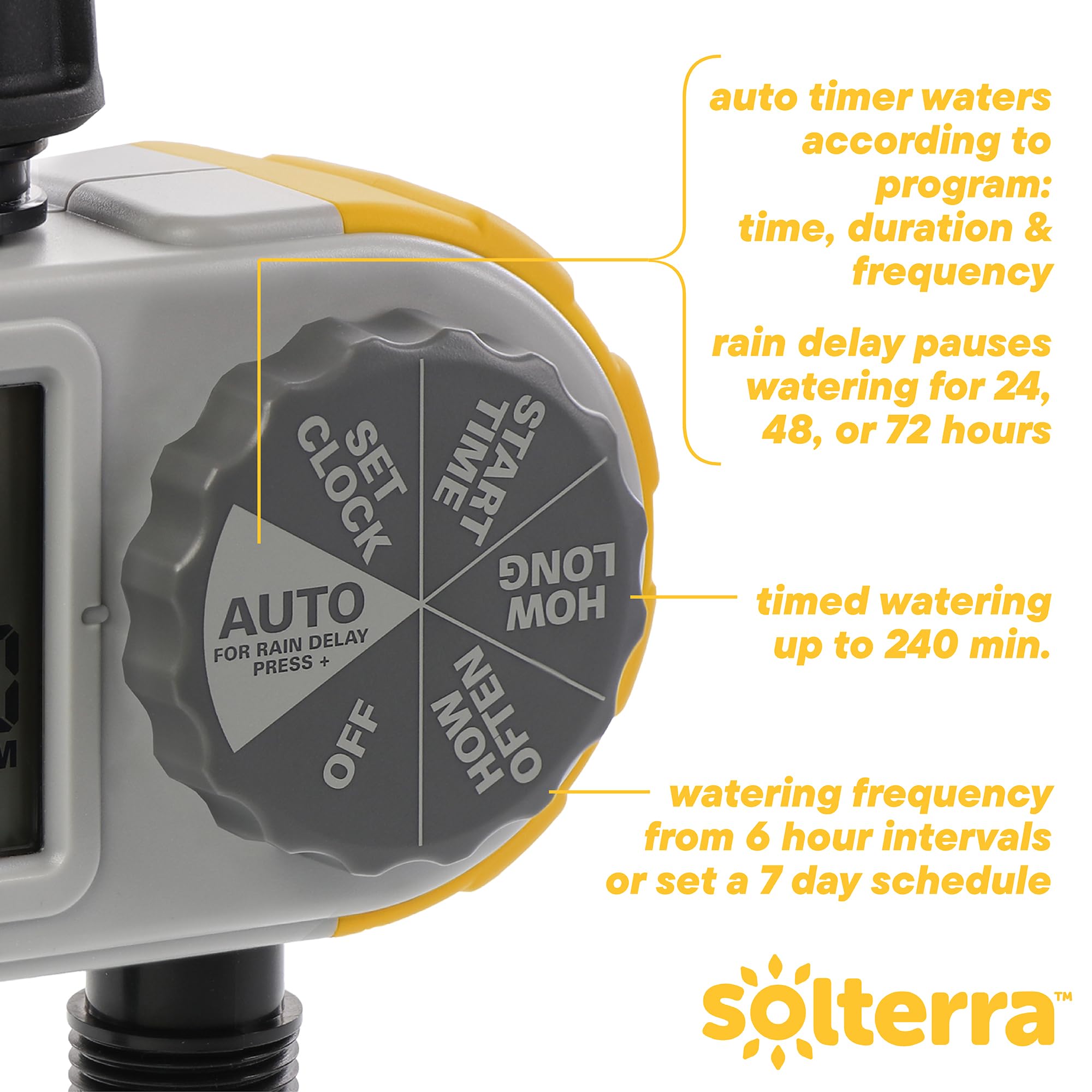 Solterra 28153 digital display closeup with clear readout for fast programming