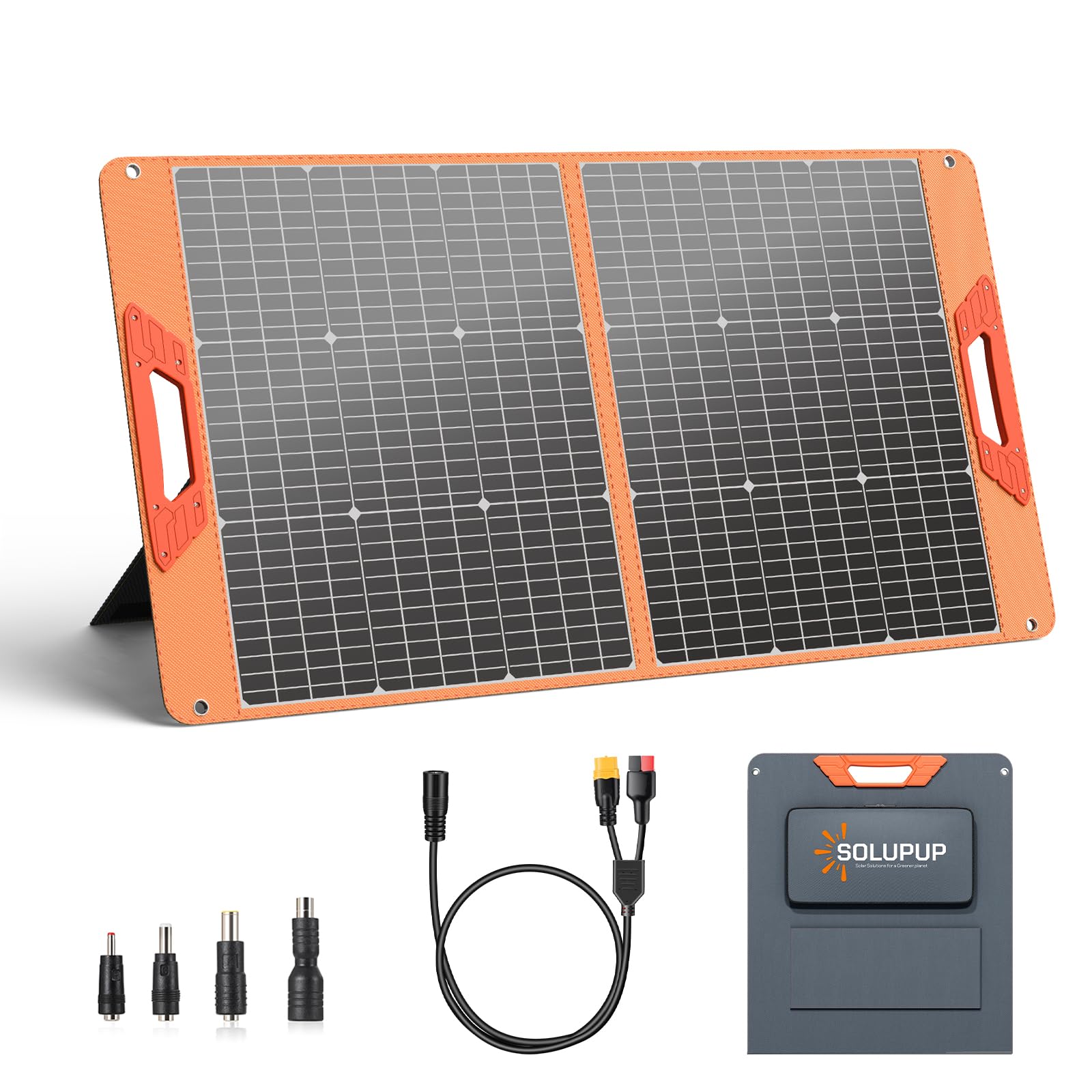 SOLUPUP folded front view showing compact portability and easy storage