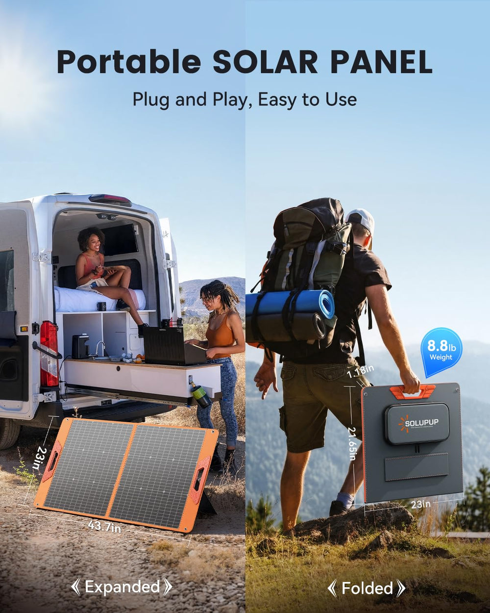 SOLUPUP adjustable kickstand set to optimize solar angle and output