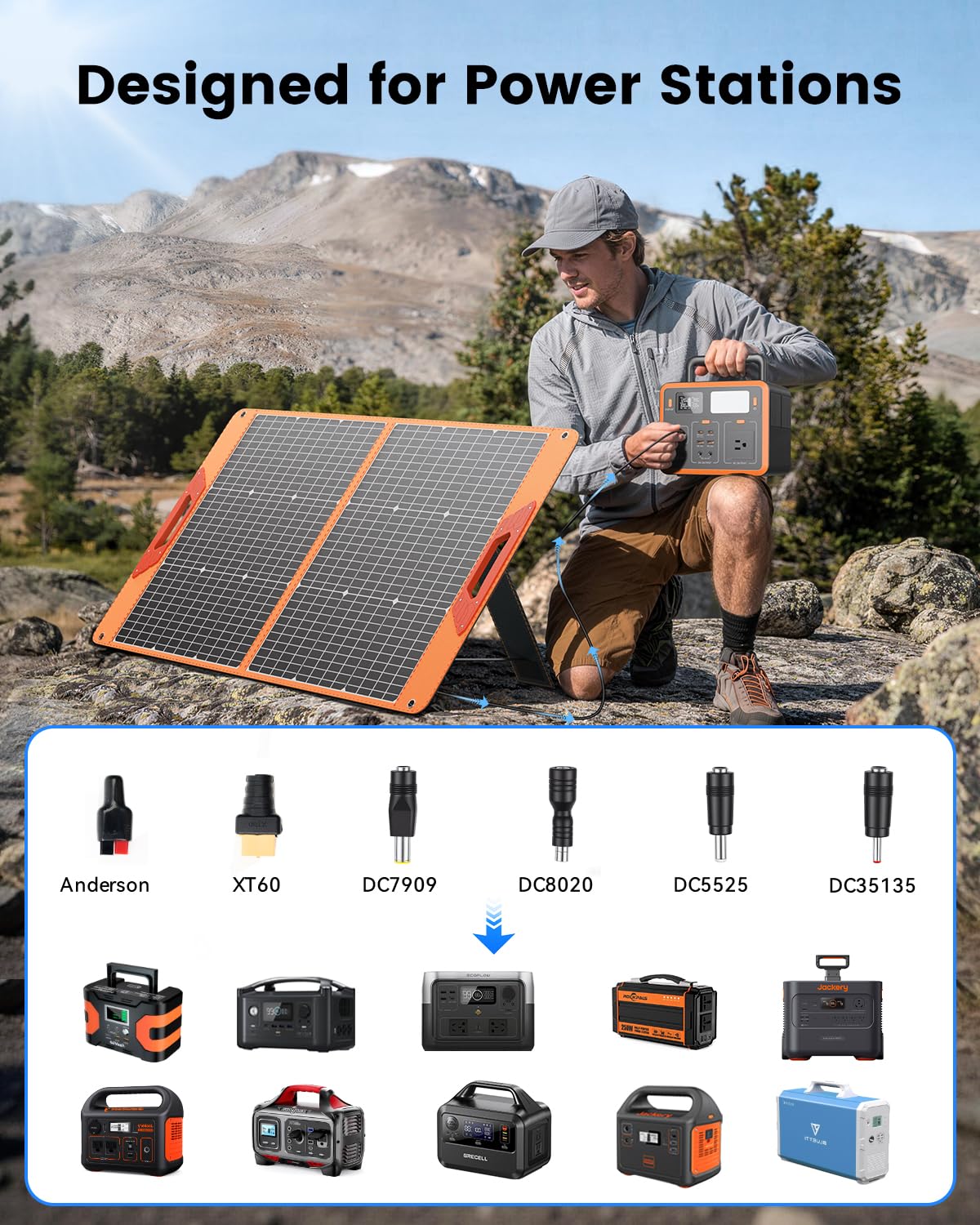SOLUPUP unfolded 100W panel receiving sun for fast outdoor charging