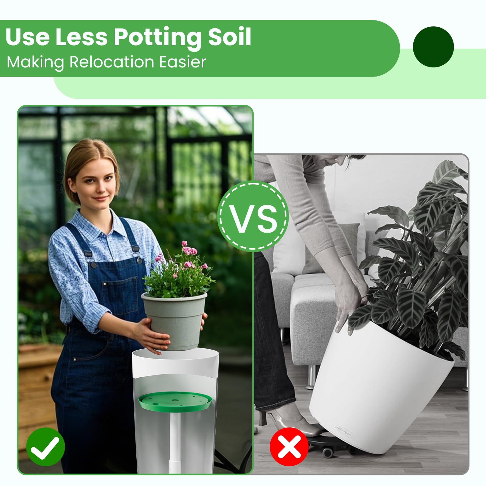 Somcthao in balcony garden setting showing easier planter relocation