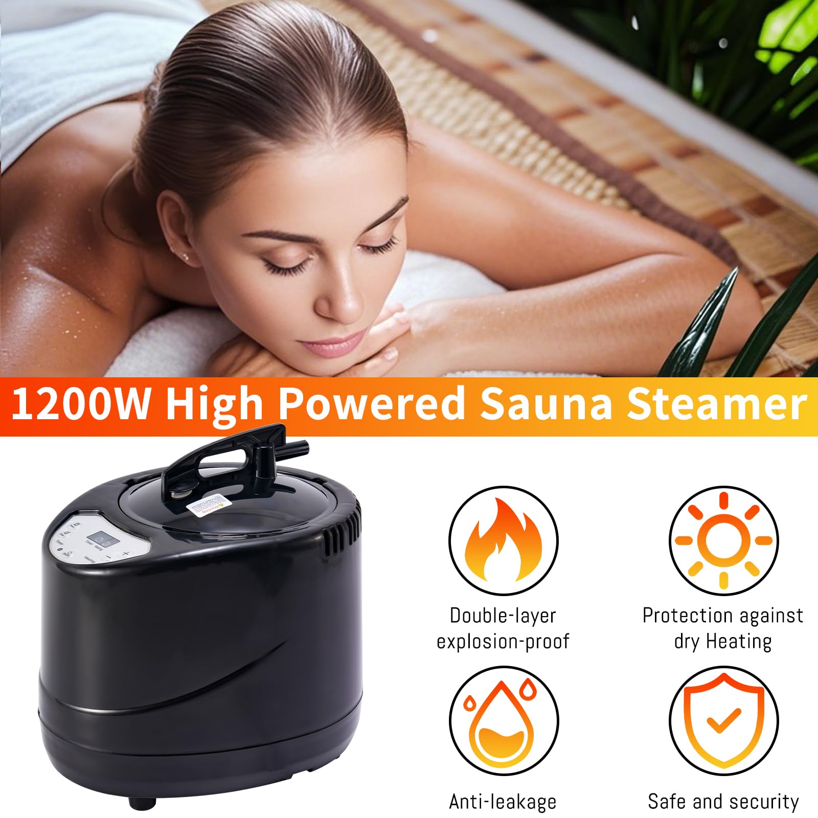 Sonaricus producing steam inside a home sauna tent for relaxation