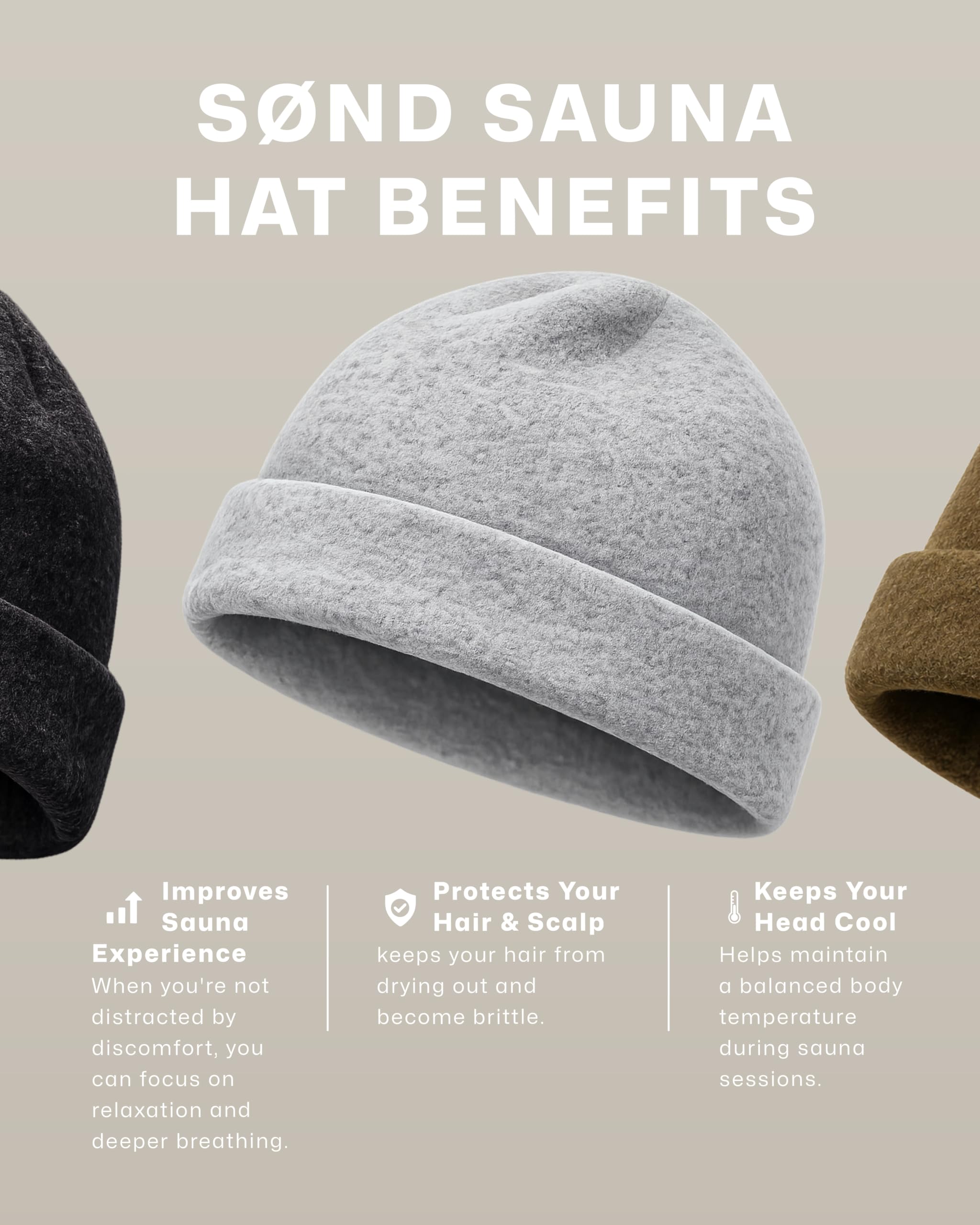 Hand holding SØND sauna hat to show size and packability benefit