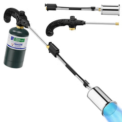 Sondiko torch front view showing durable steel body and long reach benefit