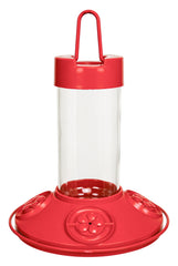 Songbird Essentials Dr Jb's clean feeder front view showing clear glass and red base for easy monitoring
