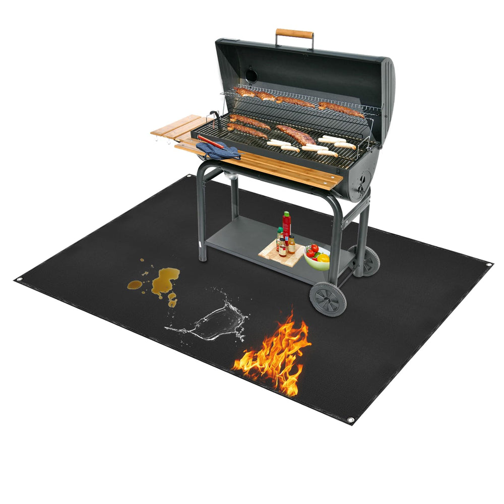 SONGC front view of full 60x48 under grill mat protecting deck