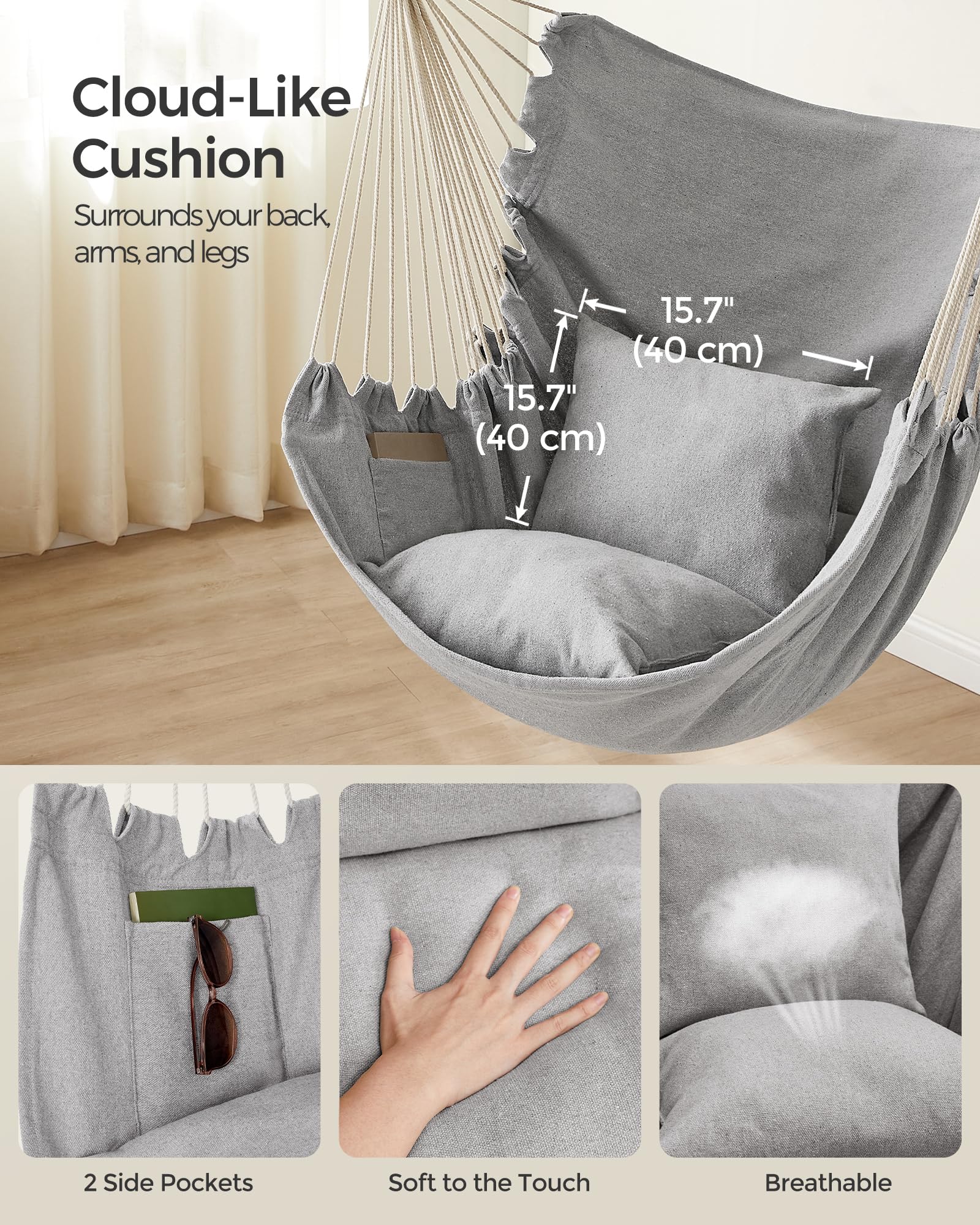 SONGMICS cushions detail showing soft padding for added comfort